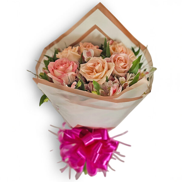 Buquê com astromélias e 5 rosas