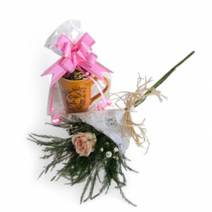 Caneca grande de porcelana para mãe com bombons 1 mine Buquê de 1 rosa