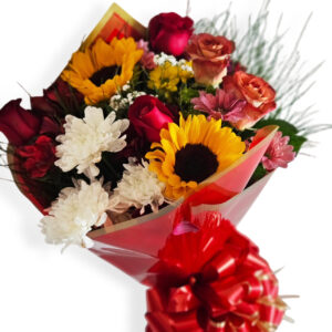 Rosas, girassóis, margaridas e astromélias